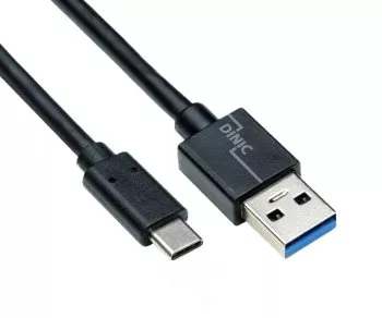 USB 3.1 kaapeli tyyppi C - 3.0 A pistoke, 5Gbps, 3A lataus, musta, 0.50m, DINIC Box -laatikko